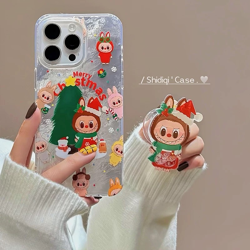 圣诞可爱拉布布摇摇乐磁吸支架适用iPhone15promax苹果14手机壳13pro防摔1211超萌16promax女xs/xr软6s78plus