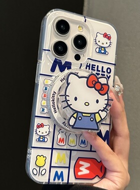 可爱格子kitty猫磁吸壳适用iphone15promax手机壳苹果1413pro女12/11防摔14promax硅胶xsmax/xr保护套7/8plus