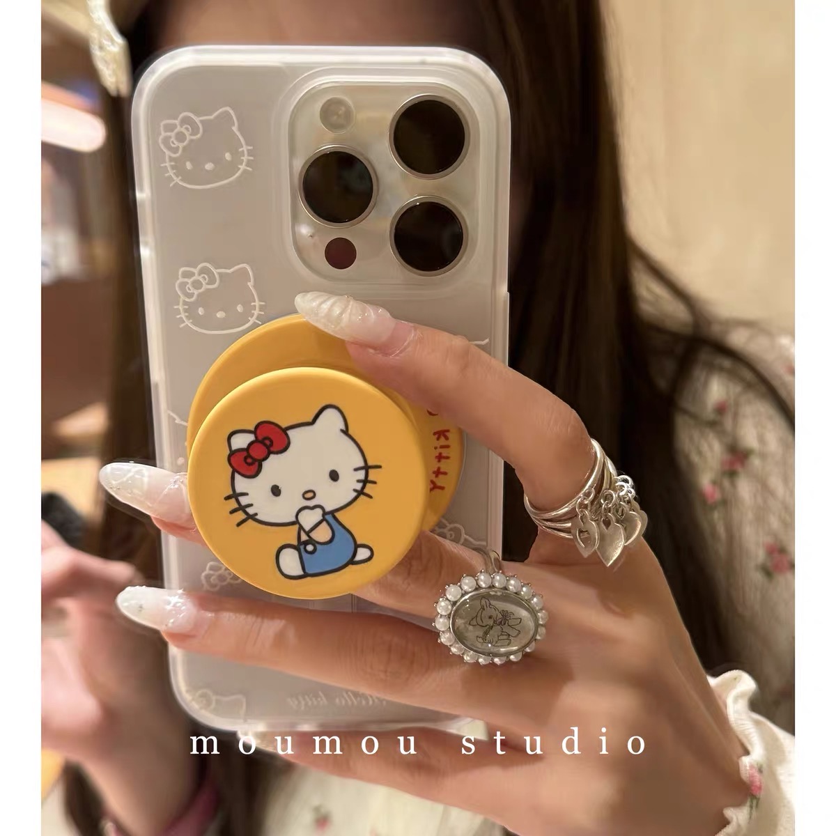 ins简约白线条凯蒂猫磁吸支架适用iphone15promax16手机壳苹果1413防摔11/12promax磨砂xs/xr手机套87plus女