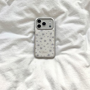 秋冬款 韩系紫色小碎花适用iPhone15promax苹果16pro手机壳滴胶13防摔1412全包17promax潮女17pro电镀壳15pro