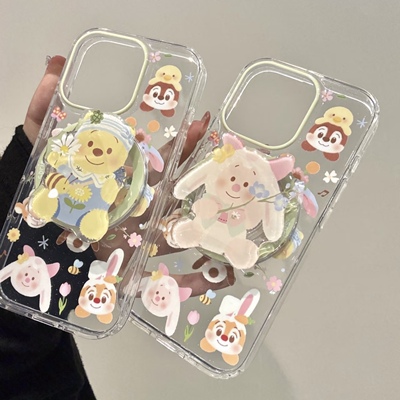 春日维尼熊皮杰猪磁吸支架适用iphone15promax16手机壳苹果1413防摔11/12promax新款xs/xr情侣87plus卡通可爱