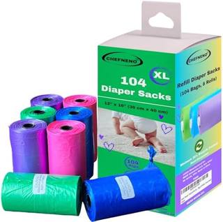 Baby Diaper Bag Disposable Refill 8 Rolls (104 Diaper Sacks)