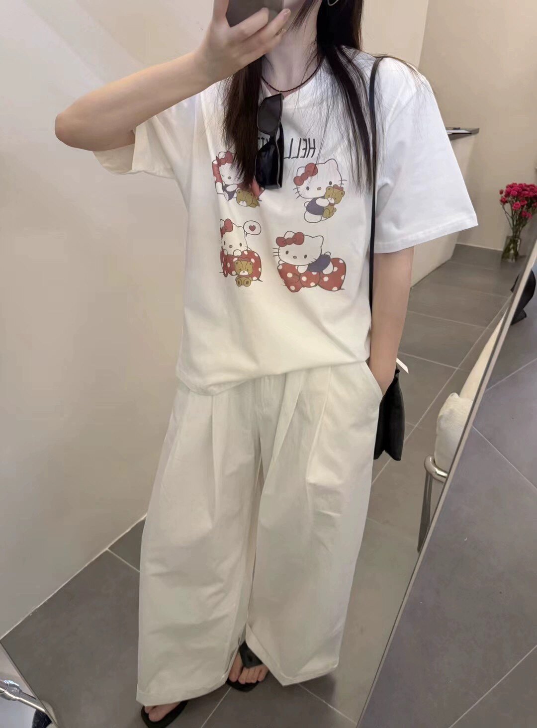 自留韩国东大门订单纯棉磨毛可爱hellokitty短袖宽松T恤女25春款