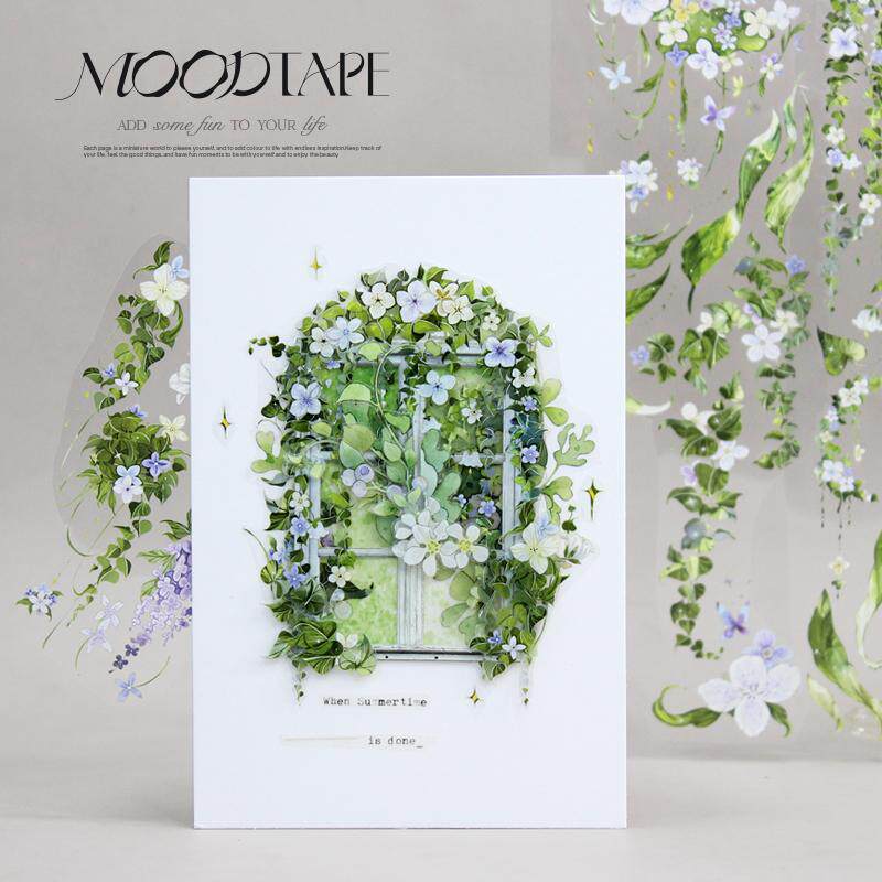 moodtape.枝叶扶苏造景原创手帐胶带分装咕卡贴纸pet和纸景物文具