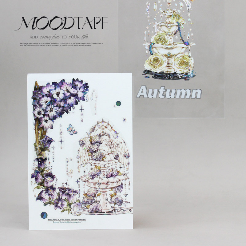moodtape.傍晚许愿池 花朵原创手帐胶带分装 咕卡贴纸pet和纸文具