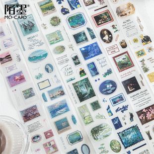 复古油画风手帐DIY造景装 漫邮画集系列 饰 闪砂PET模切胶带 陌墨