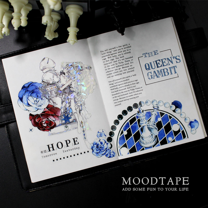 moodtape复古花朵棋盘后翼弃兵