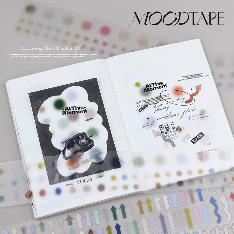 moodtape 弥散圆指向箭头圆圈切模原创设计手帐胶带分装咕卡贴纸