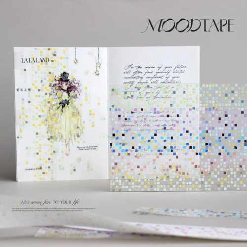 moodtape.甜野蓝原创基础马赛克手帐胶带分装咕卡贴纸pet和纸文具