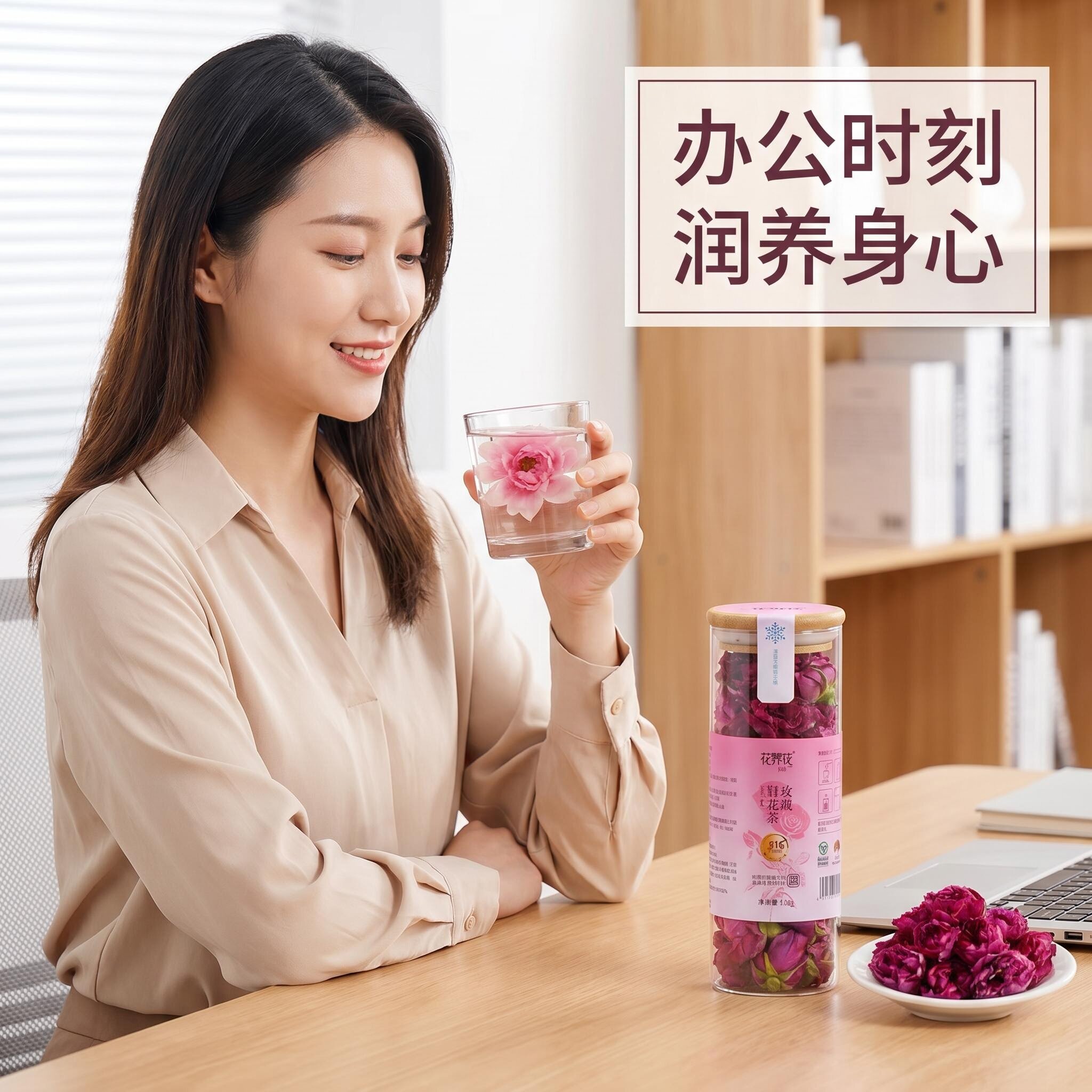 花养花16克平阴重瓣玫瑰花茶冻干锁鲜花冠茶重瓣罐装大朵无硫低温