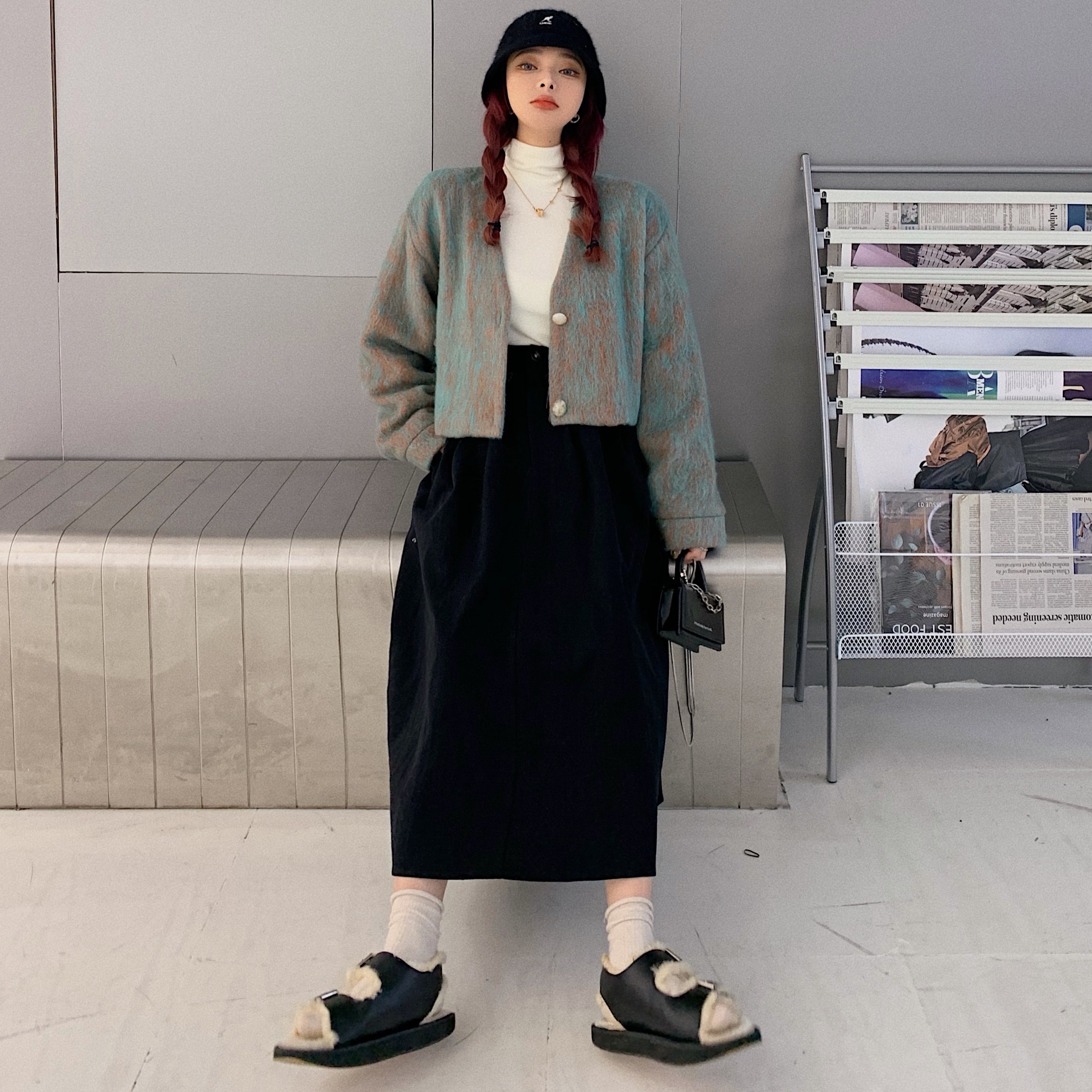 Real price wool short jacket and skirt suit