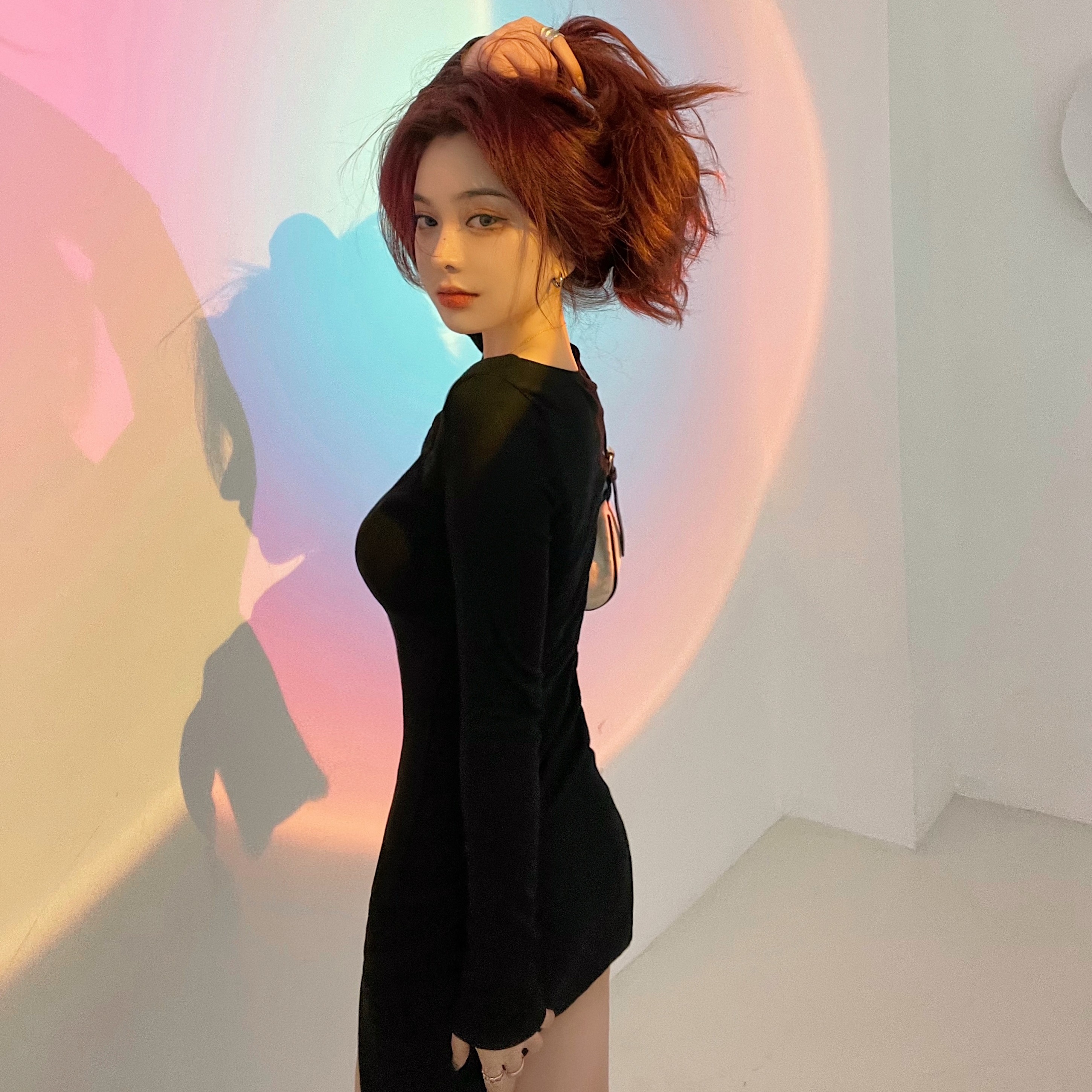 Real price open hem square neck dress