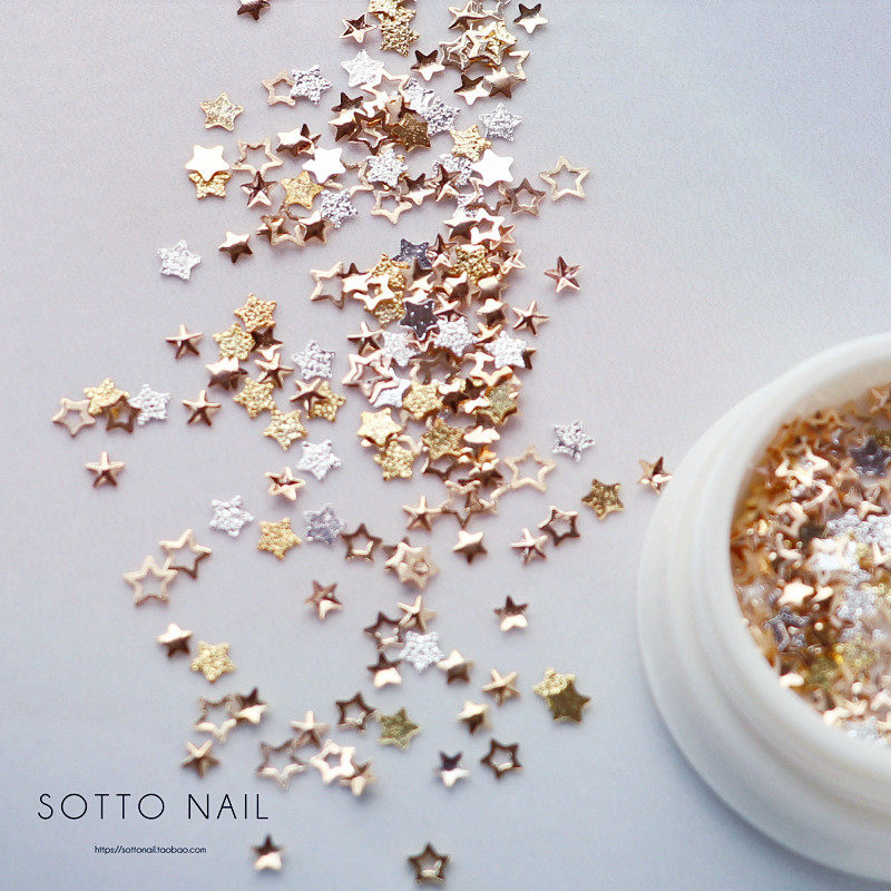 美甲日式星星超薄磨砂金色铆钉