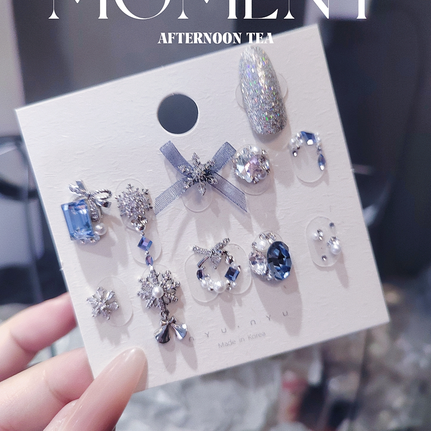 XMT原创高品锆石雪花钻圣诞节美甲银白冰蓝超闪东洲钻材料包拼贴