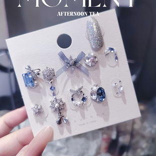 XMT原创高品锆石雪花钻圣诞节美甲银白冰蓝超闪东洲钻材料包拼贴