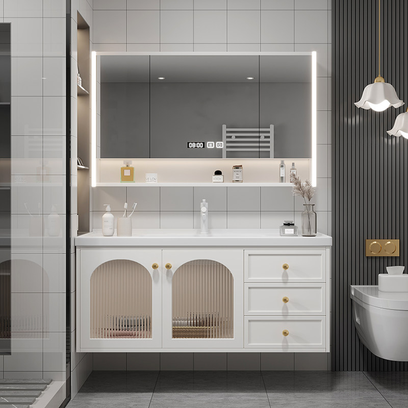 浴室柜组合陶瓷一体盆洗手脸盆柜卫生间洗漱台池轻奢现代简约智能