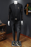 假模2023秋冬款男士夹克开衫棒球领提花刺绣天鹅绒外套X2606P135，男装夹克，电商D230