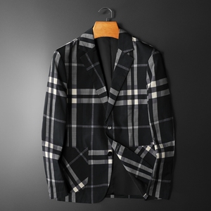 2021秋季新款男士休闲西装夹克衫条纹拼色外套 XZ533 P165 平铺图片