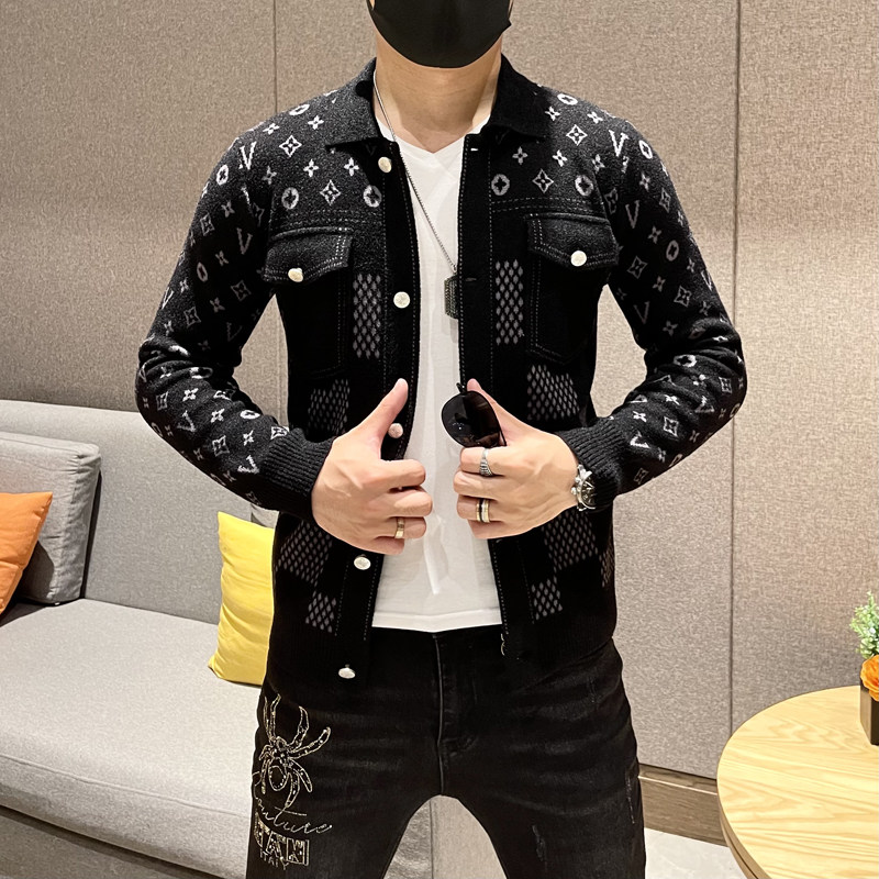 2021秋冬新款男士夹克开衫高品质提花刺绣天鹅绒外套X305P145，男装夹克，电商D230