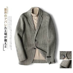 2021阿尔巴卡双面羊绒夹克条纹西服外套毛呢大衣 Y8665 P315控458图片
