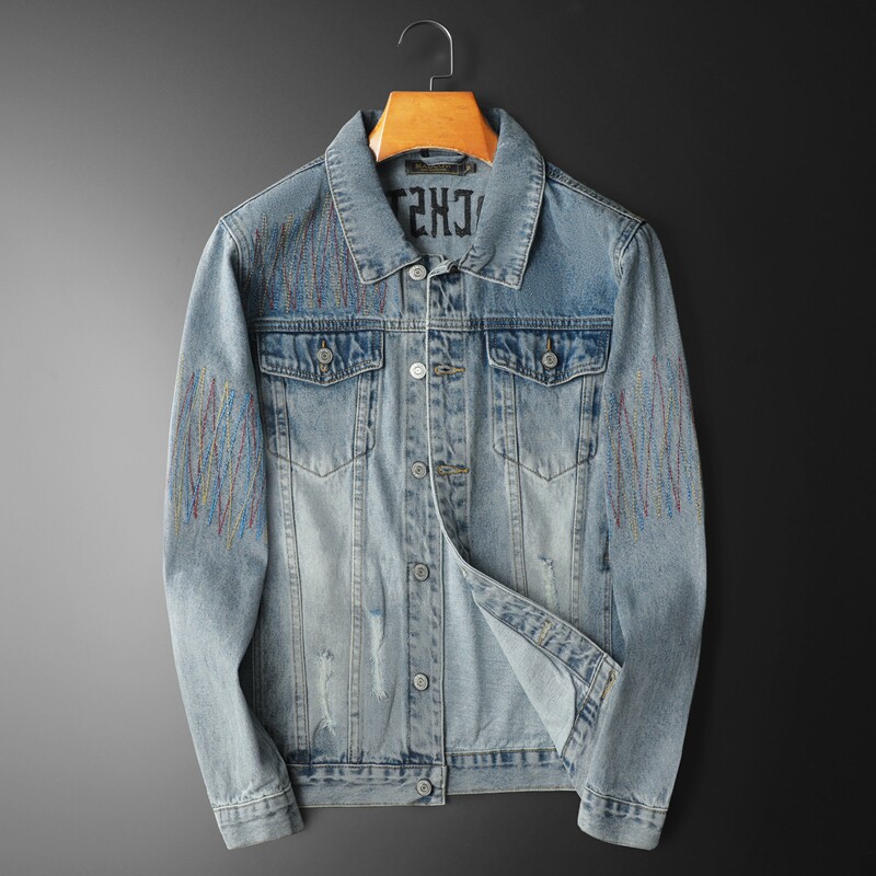 2026春装新款男士休闲牛仔夹克衫水洗外套工装款N321P128平铺，男装夹克，电商D230