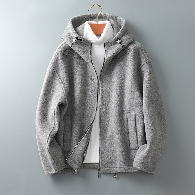 欧版2025阿尔巴卡双面羊毛夹克连帽外套毛呢大衣Y801P355控698，男装毛呢大衣，电商D230