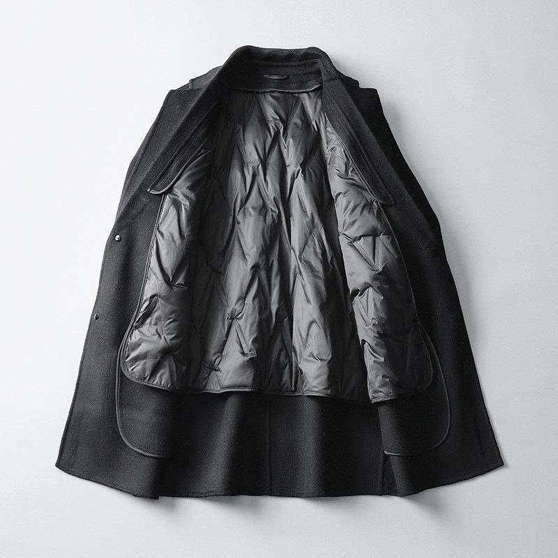 羽绒内胆可脱卸 双面羊毛纯色西服外套毛呢大衣 YR1901 P380控698图片