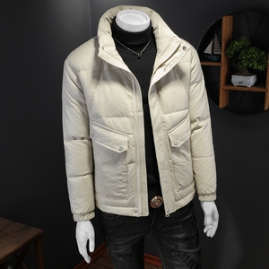 皮羽绒 2024冬季男士标80绒羽绒服修身款皮衣印花外套1A05 P255图片