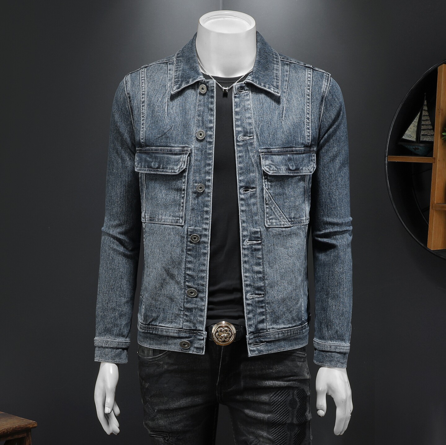 2026春装新款男士休闲牛仔夹克衫水洗外套工装款N9608P138假模，男装夹克，电商D230