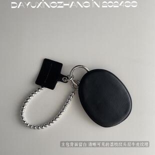 2025黑色手提包荔枝纹同款钥匙包 时尚的一只配饰挂件包包装饰包