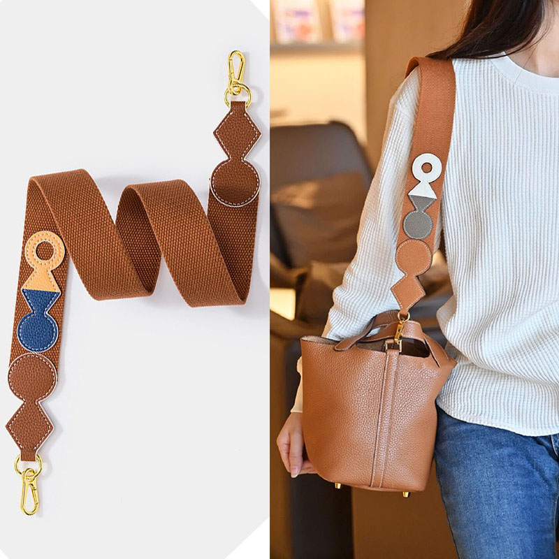 撞色棉线宽肩带斜挎时尚