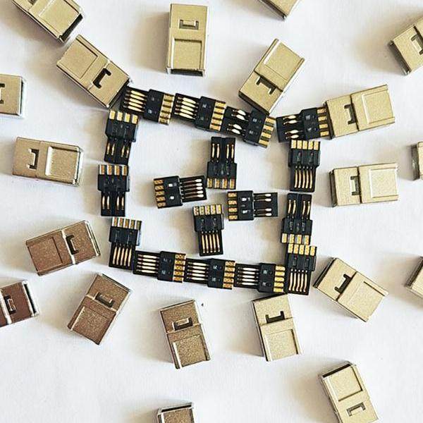 IEEE 1394B 焊线插头 连接器 公头 锌金金 短款 两件套 插头