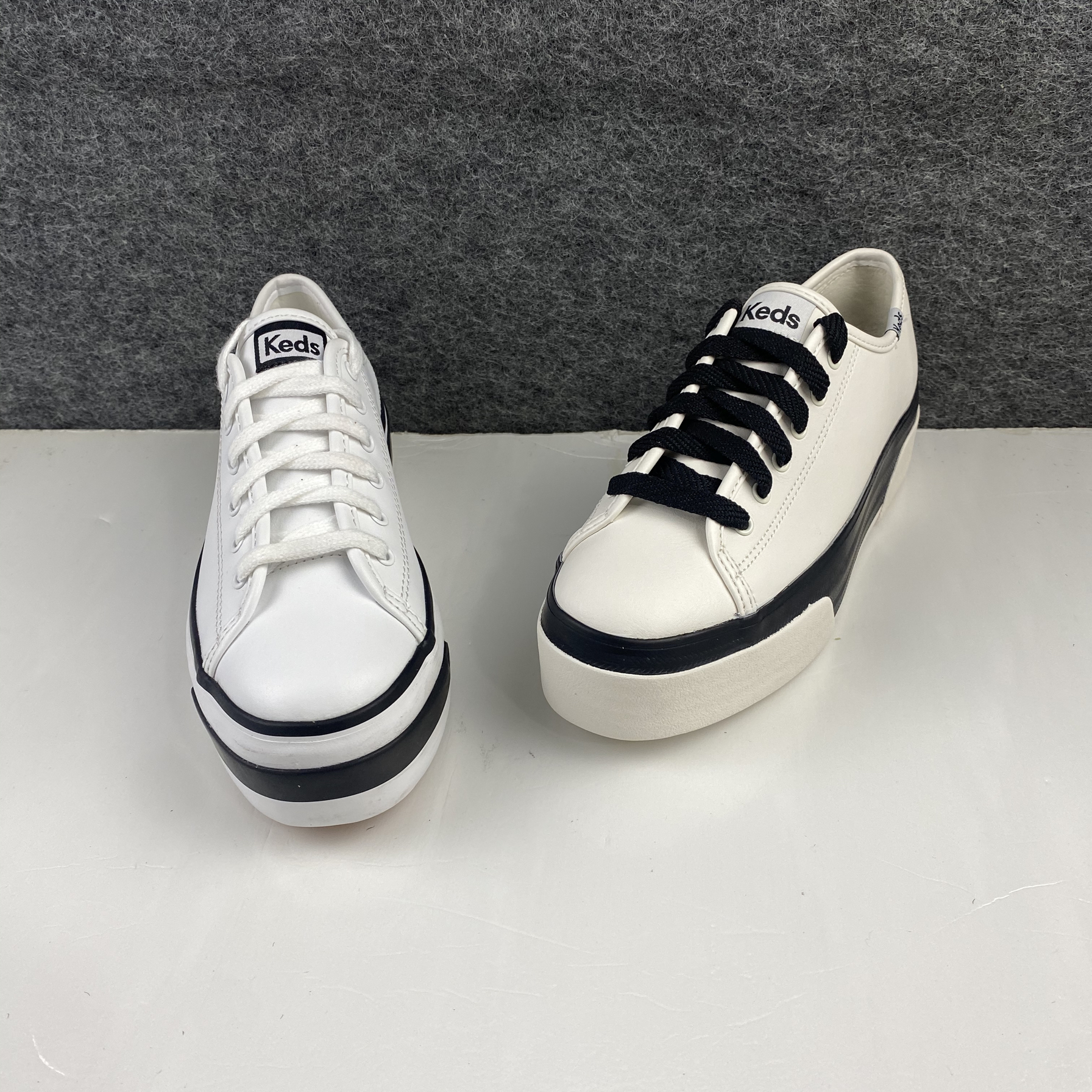 美国keds女士牛皮休闲鞋 百搭小白鞋 板鞋 高台松糕底4.3厘米