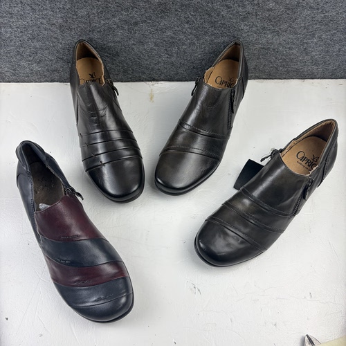 德国Caprice凯蝴蝶羊皮女单鞋侧拉链 中跟37.5码 微瑕