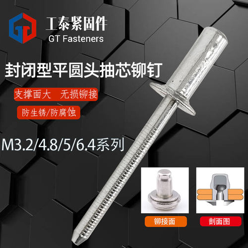 封闭型铆钉m2钉全铁镀锌抽芯