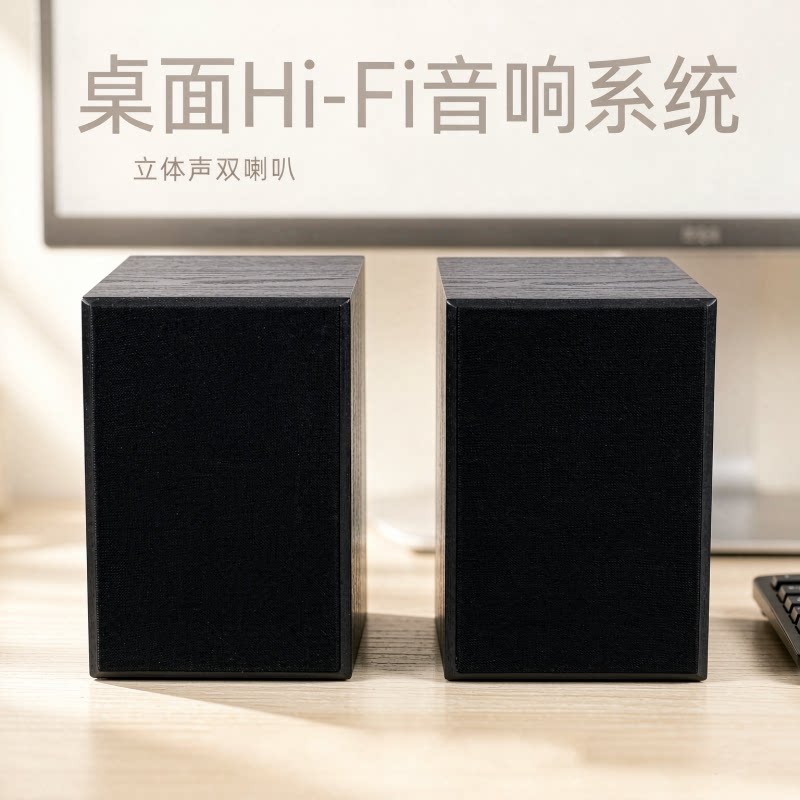 4寸无源全频木质音箱家用高保真发烧级hifi音响 CD机外接桌面音箱