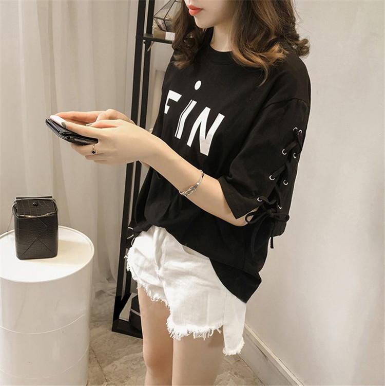 娃娃家潮流女装店铺t恤个性夏2018堞新款大上衣短袖韩版欧美时尚