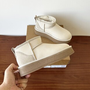 河南桑坡村羊皮毛一体真皮羊毛松糕厚底防泼水易打理雪地靴女短筒