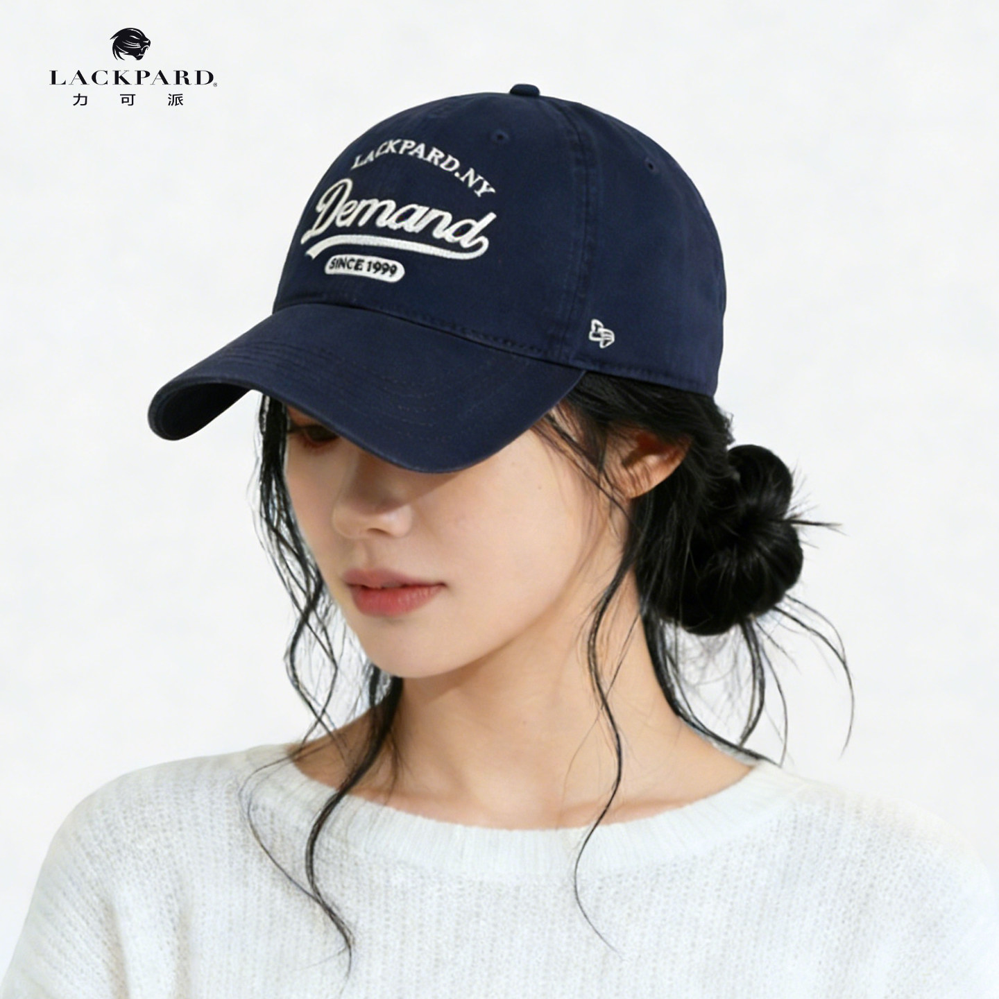 lackpard棒球帽女加宽加深顶大脸显脸小防晒鸭舌帽子复古刺绣