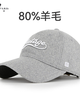 lackpard羊毛棒球帽女新款秋冬男百搭保暖帽子立体刺绣鸭舌帽灰色