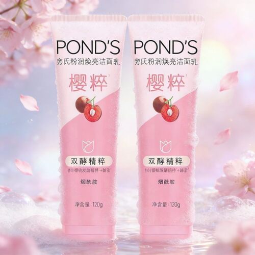 POND'S旁氏樱粉洗面奶120g粉润焕亮洁面乳樱粹洁面膏清洁保湿