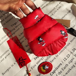 新年冬款宠物红色羽绒服猫狗衣服马尔济斯约克夏加厚保暖马甲背心