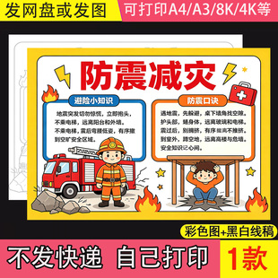 防震减灾科普手抄报模板电子版珍爱生命救灾防灾安全教育绘画小报