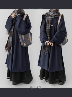 《清欢》汉服风衣圆领万历长衫窄袖晚明风日常春秋冬款明制麂皮绒