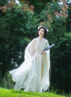 锦上堇瑟 《怜》武侠仙侠仙女服汉服直裾大袖衫影视装风白色汉服