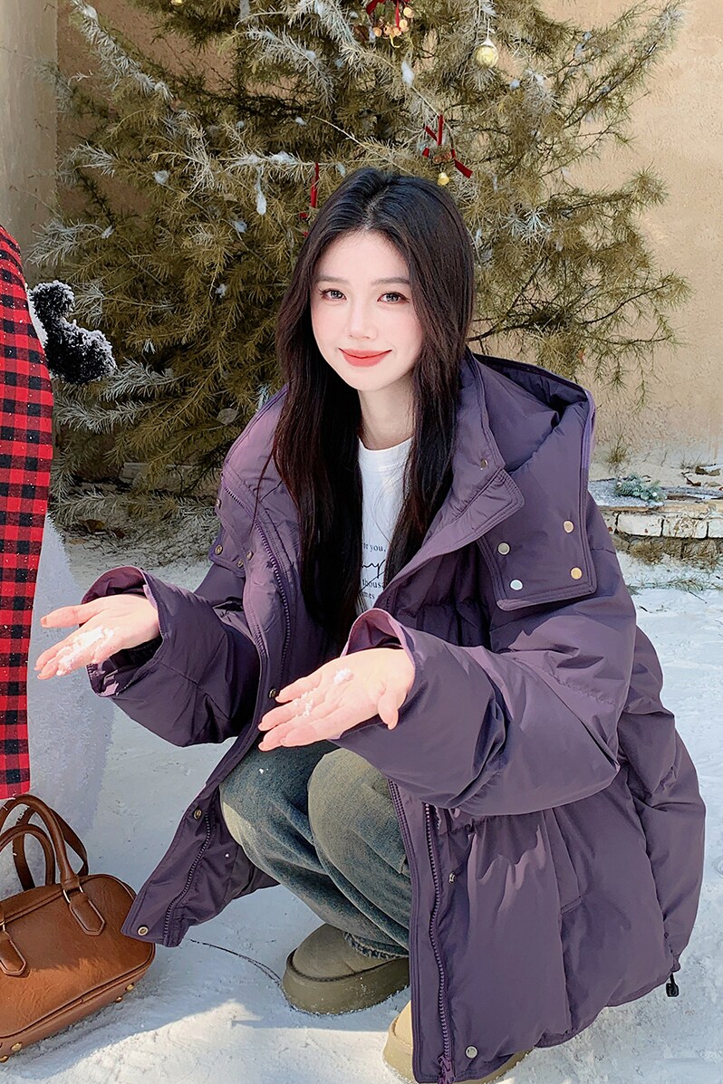 现货2026冬短款90绒羽绒服紫色外套90绒D765-P320-控448,女装羽绒服,浙宝256