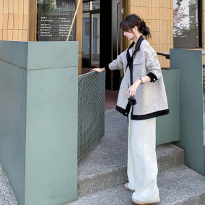 小香风撞色衬衫外套女2025秋季新款法式独特高级感气质休闲上衣潮,ur法式小黄裙搭配鞋子图片