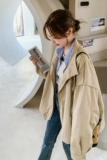高级感卡其色风衣短外套女2025春秋新款韩系宽松今年流行爆款大衣，女装风衣，浙宝256