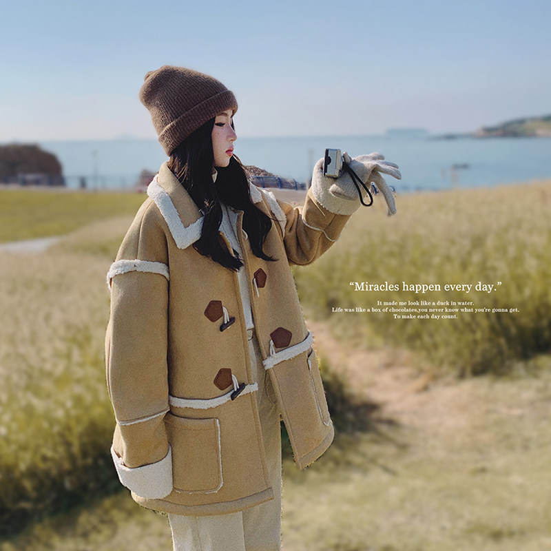 档口已现货2023冬新款皮毛一体羊羔毛外套D730-P185-控268,女装派克服,浙宝256