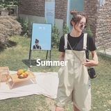 已现货2025夏短款背带裤棉布宽松高腰休闲X326-P85-控138，商品下架区，浙宝256